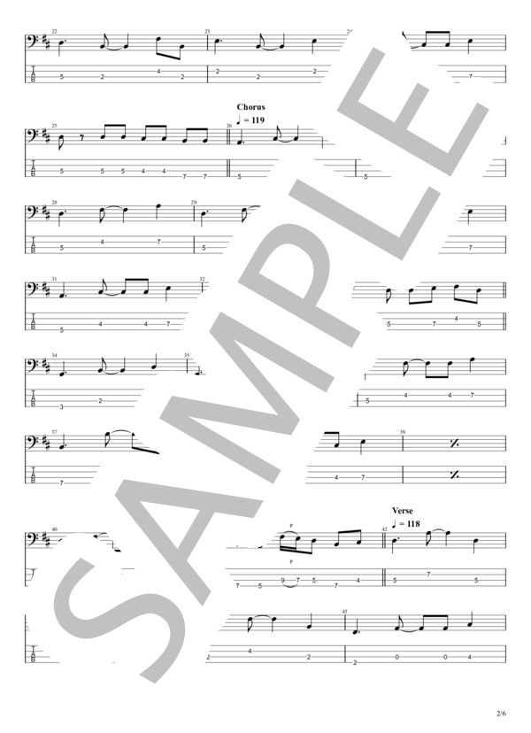 Tシャツに口紅 (RATS & STAR) / エレキベース 初〜中級 - サンプル譜面 2/5