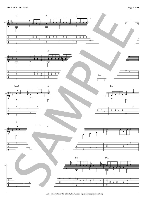 secret base ～君がくれたもの～ (戸松 遥) / ギターソロ 中〜上級 - サンプル譜面 3/5