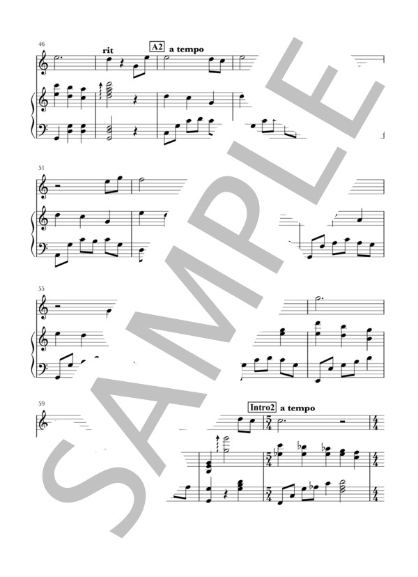 世界の約束(Fl / Ob / Vn+piano) (倍賞 千恵子) / フルート 中級 - サンプル譜面 3/5