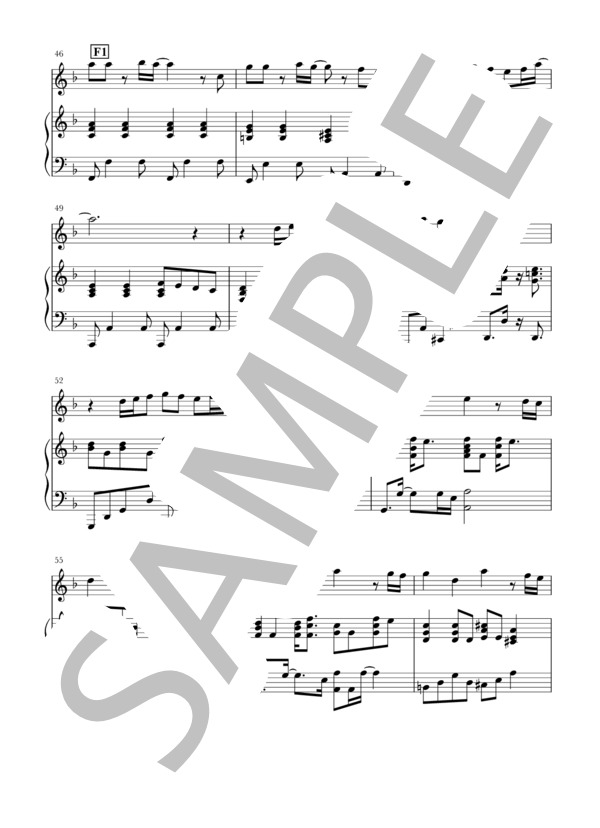 竈門炭治郎のうた(Fl / Vn+piano)スコア＆パート譜 (椎名 豪) / ヴァイオリン 中〜上級 - サンプル譜面 5/5