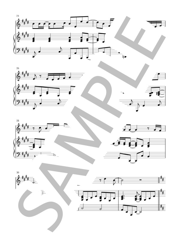 炎(Ob+piano)スコア＆パート譜 (LiSA) / オーボエ 初〜中級 - サンプル譜面 3/5