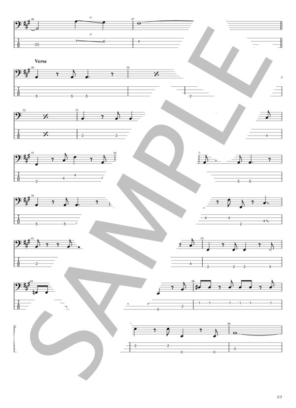 時をかける少女 (原田 知世) / エレキベース 初〜中級 - サンプル譜面 3/5