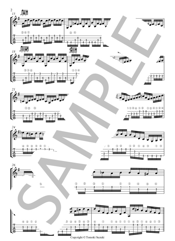 無伴奏チェロ組曲第一番プレリュード (鈴木 智貴) / ウクレレソロ 中〜上級 - サンプル譜面 2/3