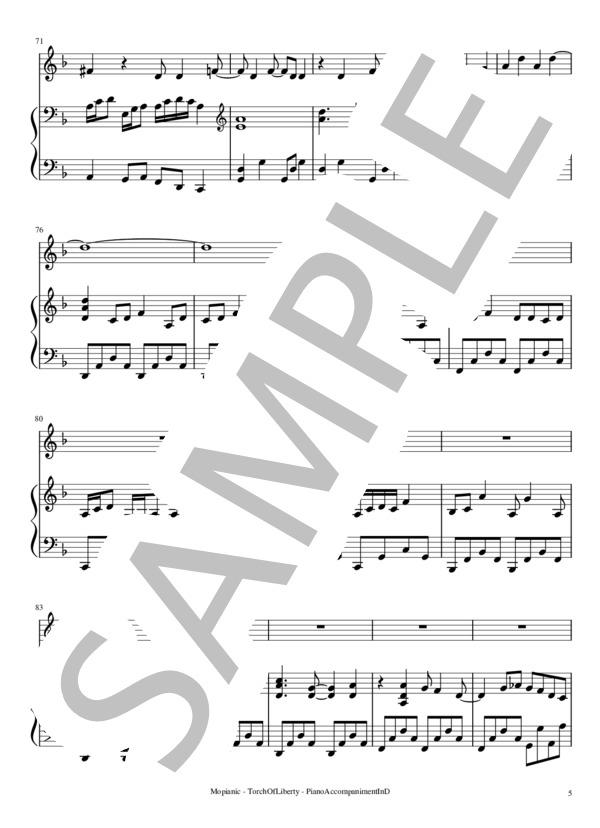 Torch of Liberty ニ短調 (谷口 鮪) / ピアノ伴奏 上級 - サンプル譜面 5/5