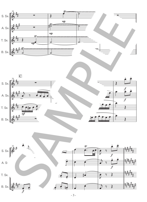 トルコ行進曲 (ヴォルフガング・アマデウス・モーツァルト) / アンサンブル木管 中級 - サンプル譜面 3/5