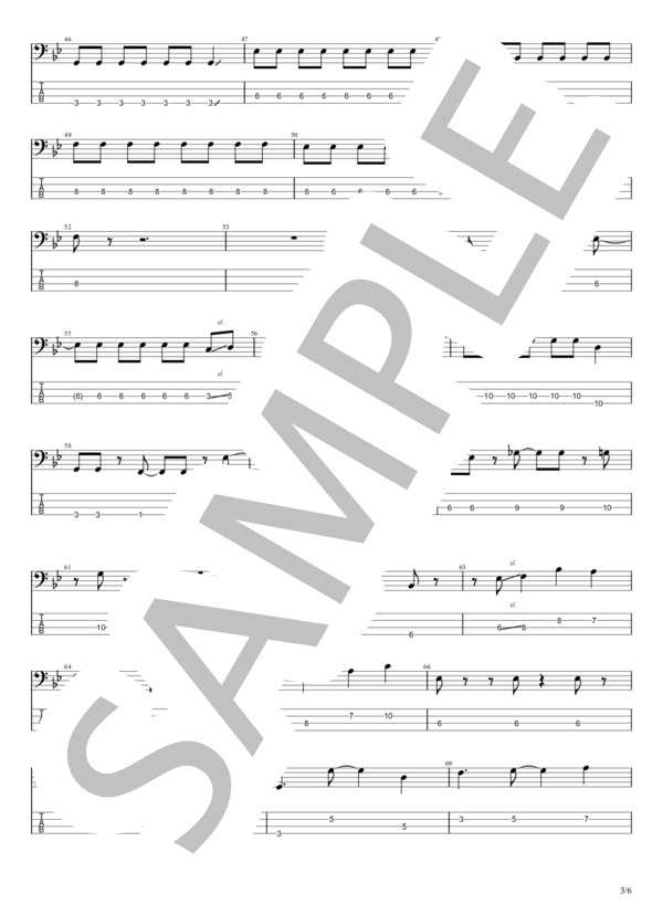 TRUE BLUE (山本 彩) / エレキベース 初〜中級 - サンプル譜面 3/5