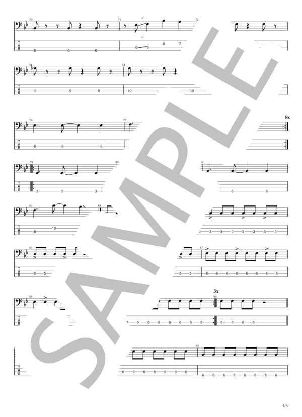 TRUE BLUE (山本 彩) / エレキベース 初〜中級 - サンプル譜面 4/5