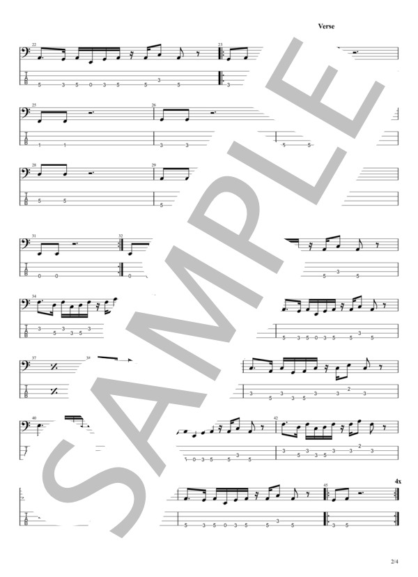 TSUGARU (吉 幾三) / エレキベース 初〜中級 - サンプル譜面 2/4