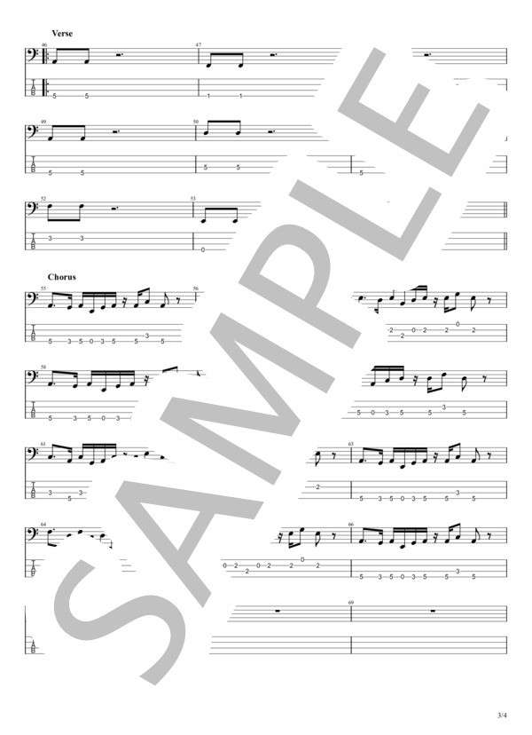 TSUGARU (吉 幾三) / エレキベース 初〜中級 - サンプル譜面 3/4