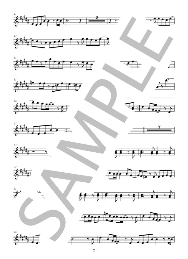 TSUNAMI(メロディー譜:アルトサックス） (サザンオールスターズ) / 中〜上級 - サンプル譜面 2/3
