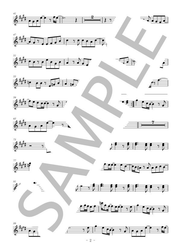 TSUNAMI(メロディー譜:テナーサックス） (サザンオールスターズ) / 中〜上級 - サンプル譜面 2/3