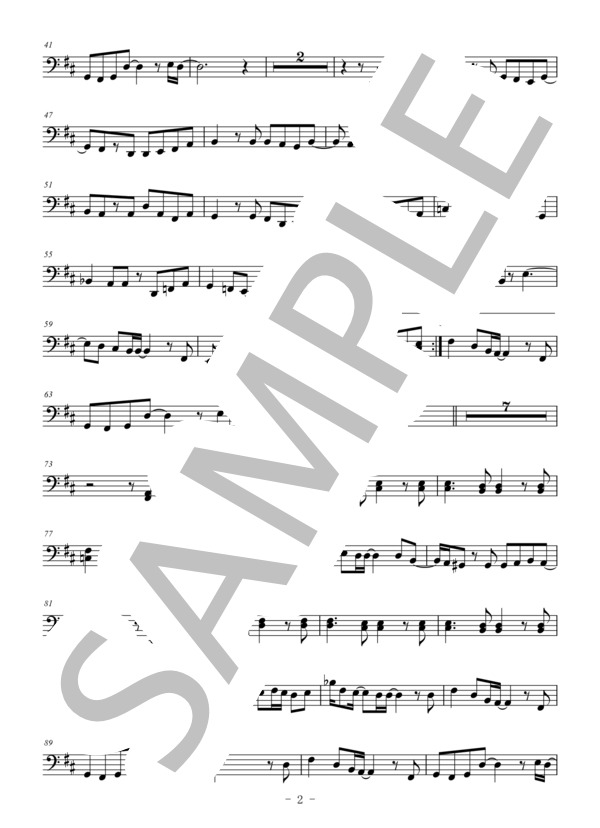 TSUNAMI(メロディー譜:チューバ） (サザンオールスターズ) / 中〜上級 - サンプル譜面 2/3
