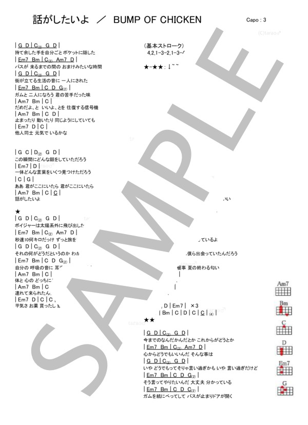 話がしたいよ / ウクレレ弾き語り 初級 - サンプル譜面 1/1