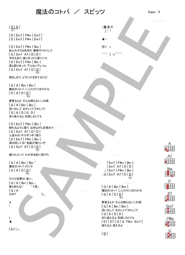 楽譜 魔法のコトバ スピッツ ウクレレ弾き語り 初級 Piascore 楽譜ストア