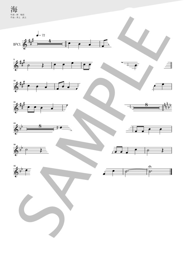 海（クラリネット＆ピアノ伴奏） (井上 武士) / 中級 - サンプル譜面 5/5
