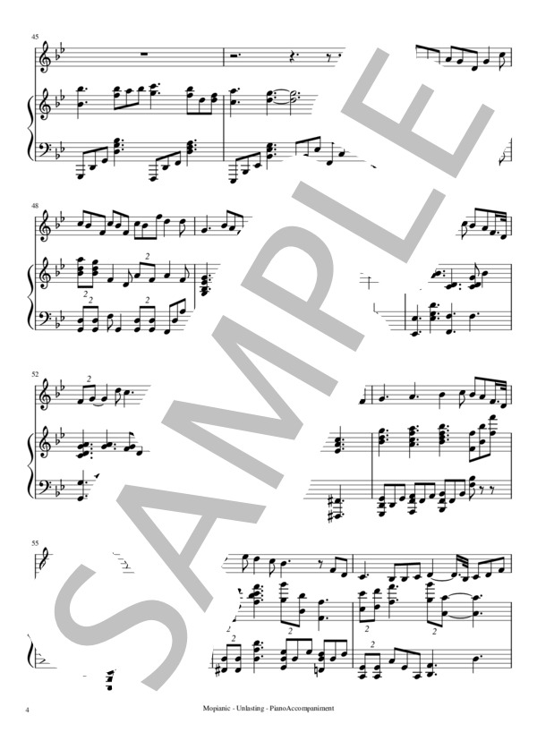 unlasting (LiSA) / ピアノ伴奏 中級 - サンプル譜面 4/5