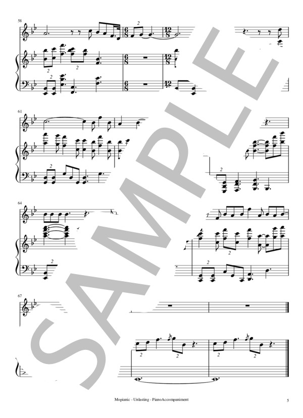 unlasting (LiSA) / ピアノ伴奏 中級 - サンプル譜面 5/5