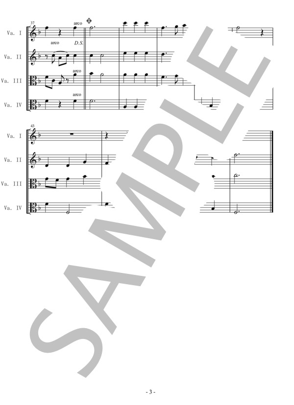 ふるさと【ヴィオラ4重奏】 (岡野 貞一) / 初〜中級 - サンプル譜面 3/5