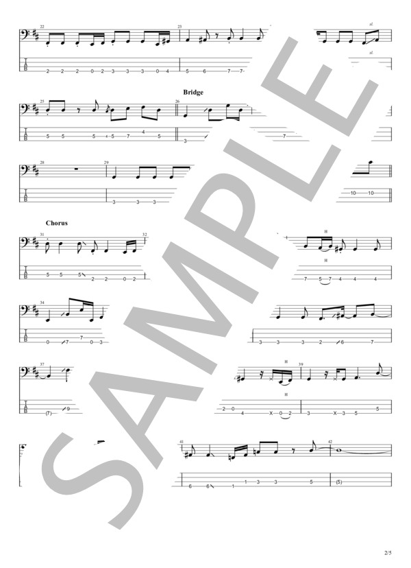 ビンテージ (Official髭男dism) / エレキベース 中級 - サンプル譜面 2/5