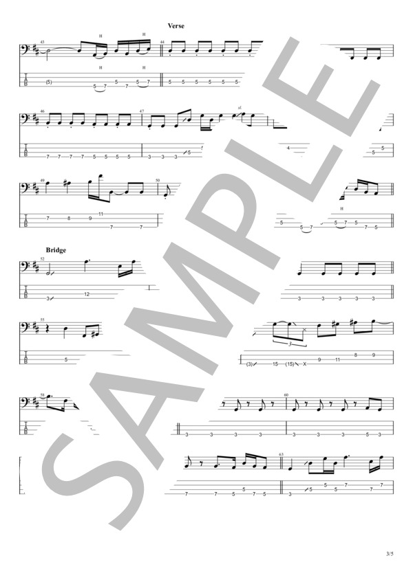 ビンテージ (Official髭男dism) / エレキベース 中級 - サンプル譜面 3/5