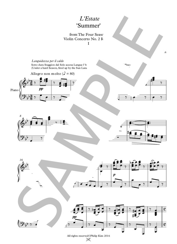 ヴィヴァルディ「四季」より「夏」全楽章 (アントニオ・ヴィヴァルディ) / ピアノソロ 上級 - サンプル譜面 2/5