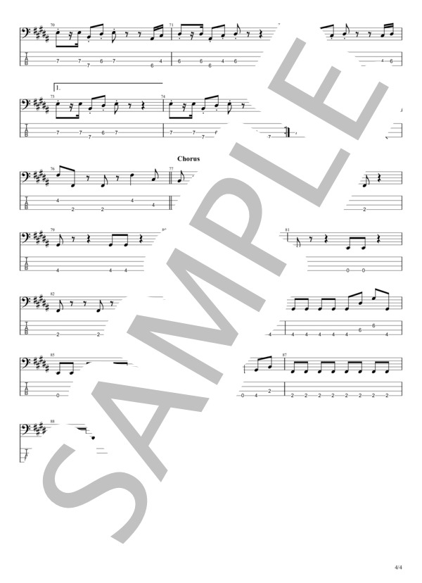 わがままジュリエット (BOOWY) / エレキベース 初級 - サンプル譜面 4/4