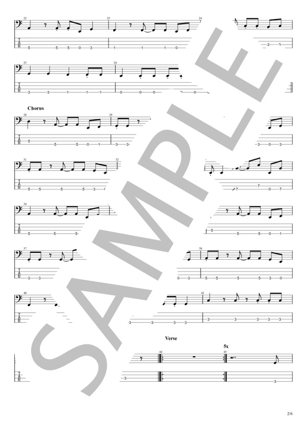 わたがし (back number) / エレキベース 中級 - サンプル譜面 2/5