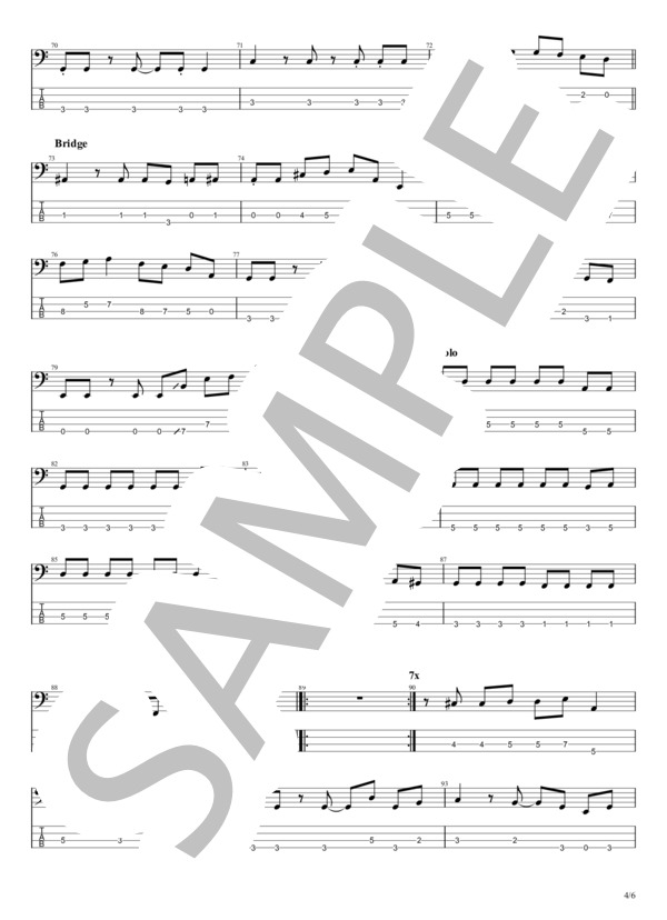 わたがし (back number) / エレキベース 中級 - サンプル譜面 4/5