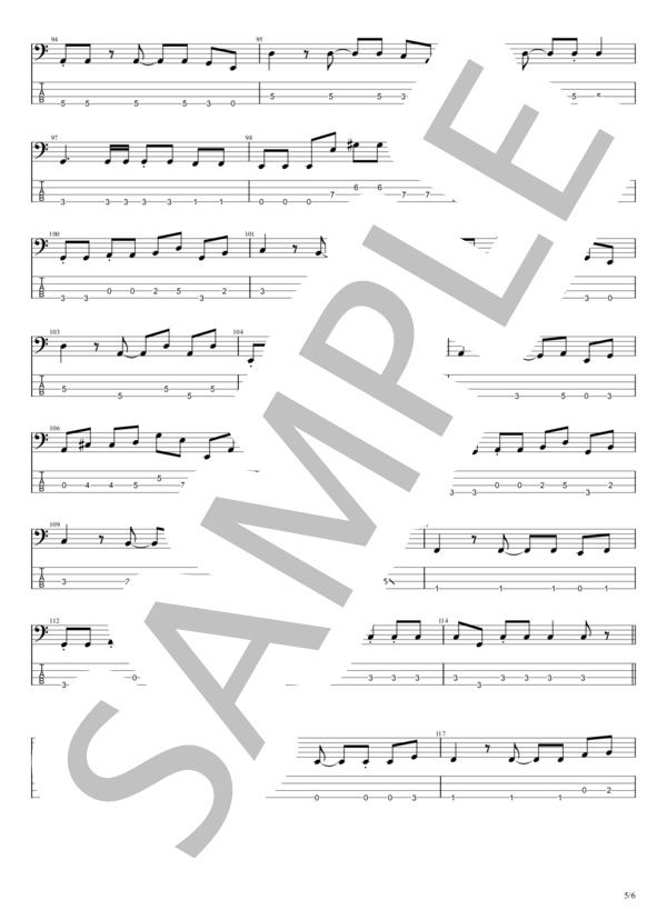 わたがし (back number) / エレキベース 中級 - サンプル譜面 5/5