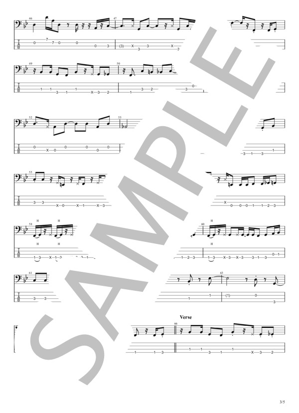 私自身 (いしだあゆみ&ティンパンアレー) / エレキベース 中級 - サンプル譜面 3/5