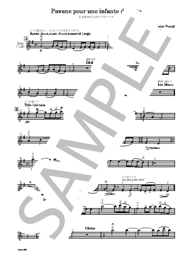 亡き王女のためのパヴァーヌ（モーリス・ラベル) 二胡＆ピアノ譜 五線譜のみ (杉原 圭子) / 上級 - サンプル譜面 2/5
