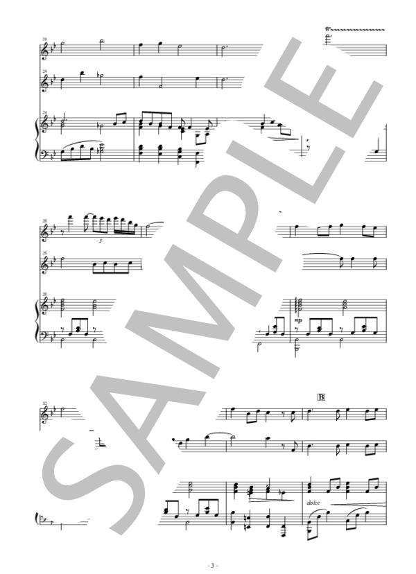 花は咲く（作詞:岩井俊二 作曲:菅野よう子）二胡、中国笛（フルートも可）、ピアノトリオ  五線譜 (杉原 圭子) / 中〜上級 - サンプル譜面 3/5