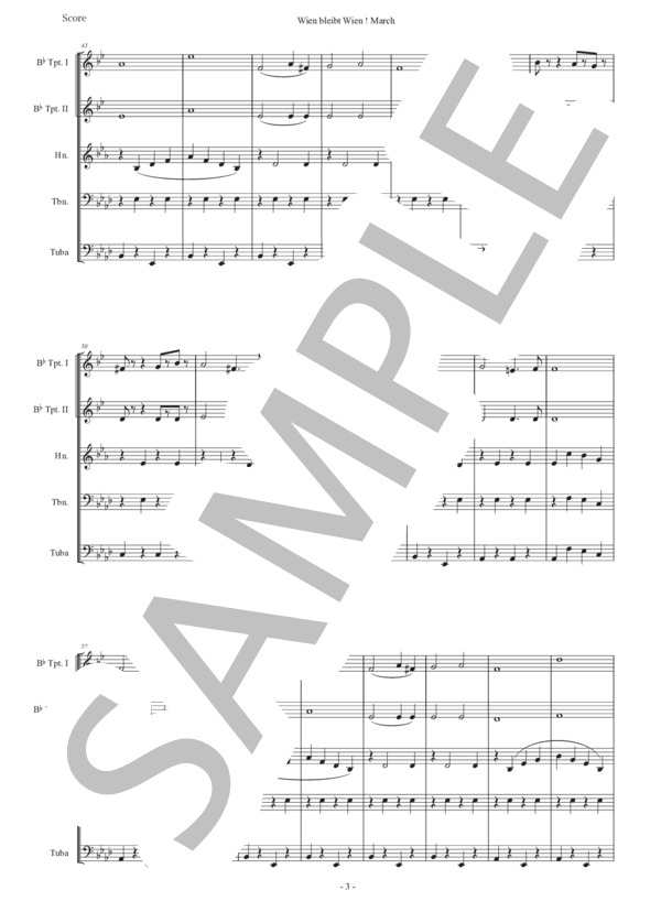 シュランメル「ウィーンはいつもウィーン」金管五重奏版 (ヨハン・シュランメル) / アンサンブル金管 中級 - サンプル譜面 3/5