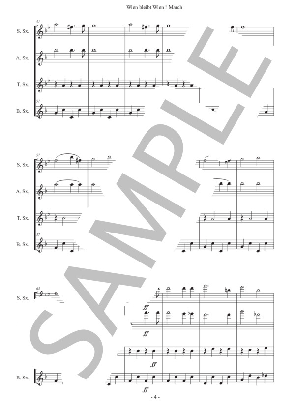 シュランメル「ウィーンはいつもウィーン」サックス四重奏版 (ヨハン・シュランメル) / アルトサックス 中級 - サンプル譜面 4/5