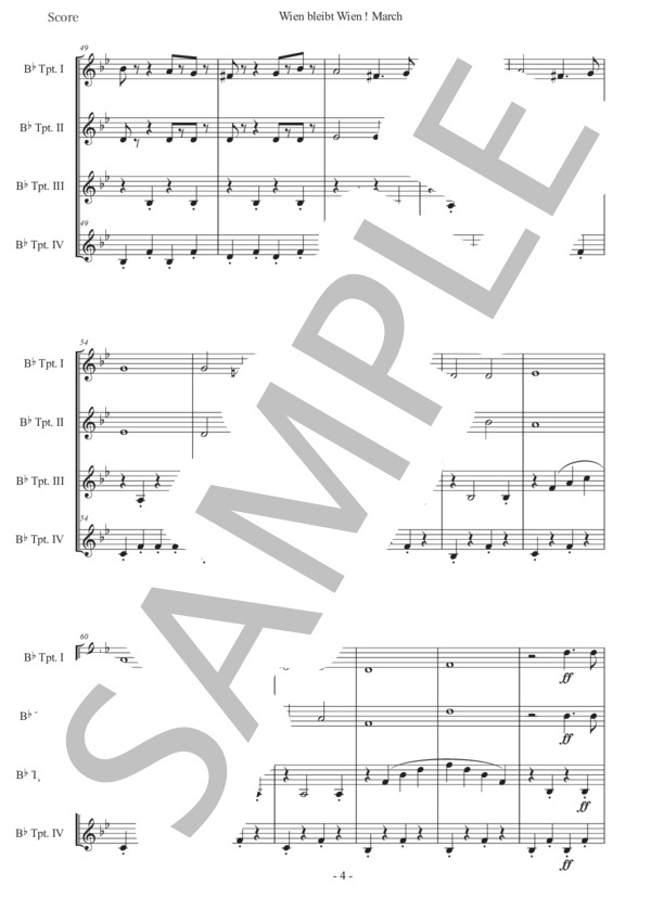 シュランメル「ウィーンはいつもウィーン」トランペット四重奏版 (ヨハン・シュランメル) / 中級 - サンプル譜面 4/5