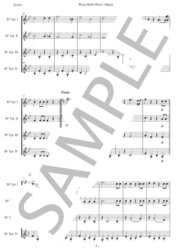 シュランメル「ウィーンはいつもウィーン」トランペット四重奏版 (ヨハン・シュランメル) / 中級 - サンプル譜面 5/5