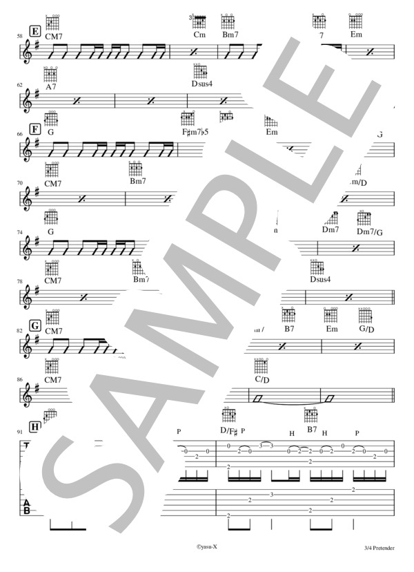 PRETENDER アコギ練習用 (Official髭男dism) / ギター弾き語り 初〜中級 - サンプル譜面 3/4