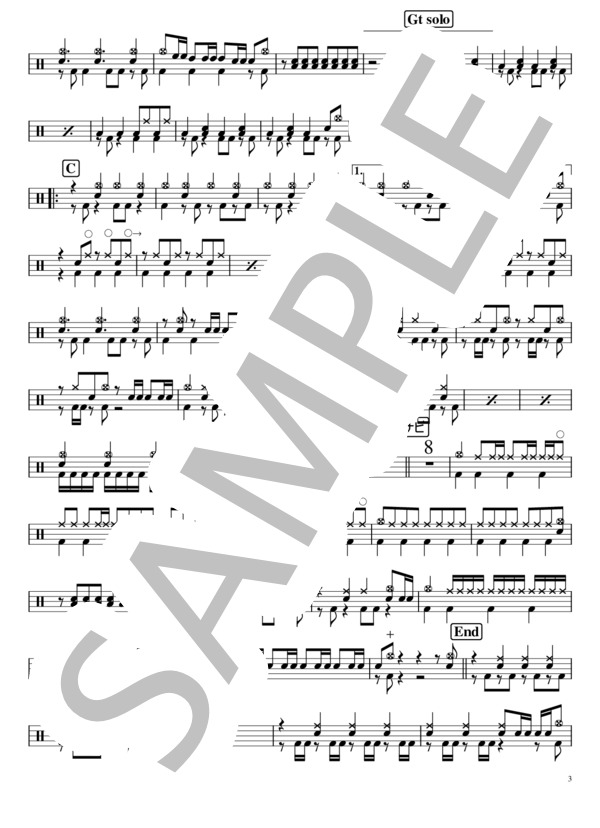 Unbreakable (悠木 碧) / ドラム 上級 - サンプル譜面 3/4