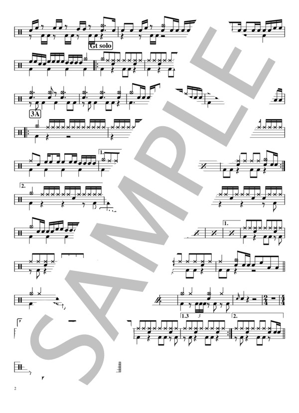 RUSTY NAIL (X JAPAN) / ドラム 中〜上級 - サンプル譜面 2/2