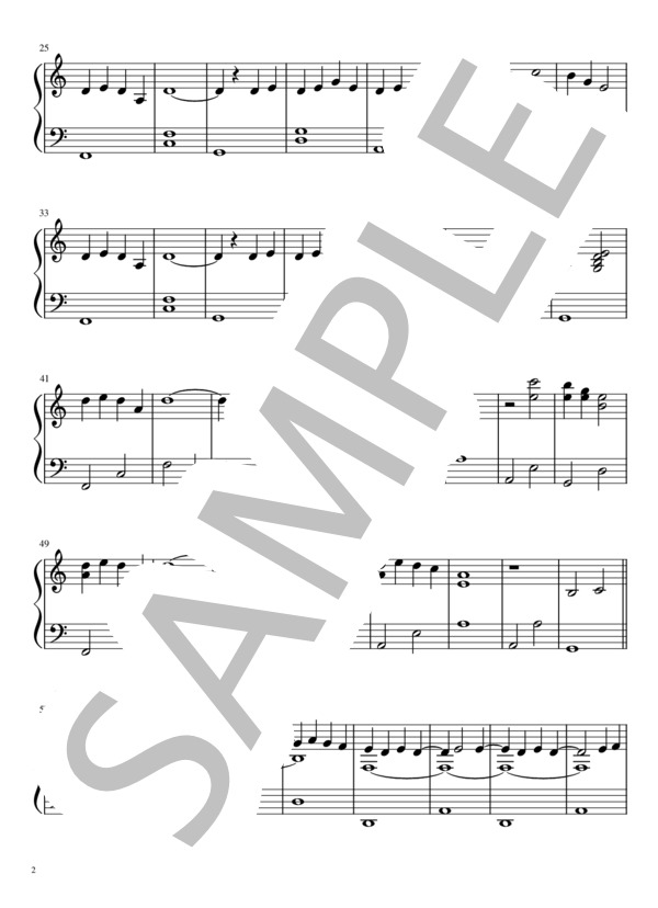 戦場のメリークリスマスよりMERRY CHRISTMAS MR LAWRENCE (坂本 龍一) / ピアノソロ 入門 - サンプル譜面 2/3