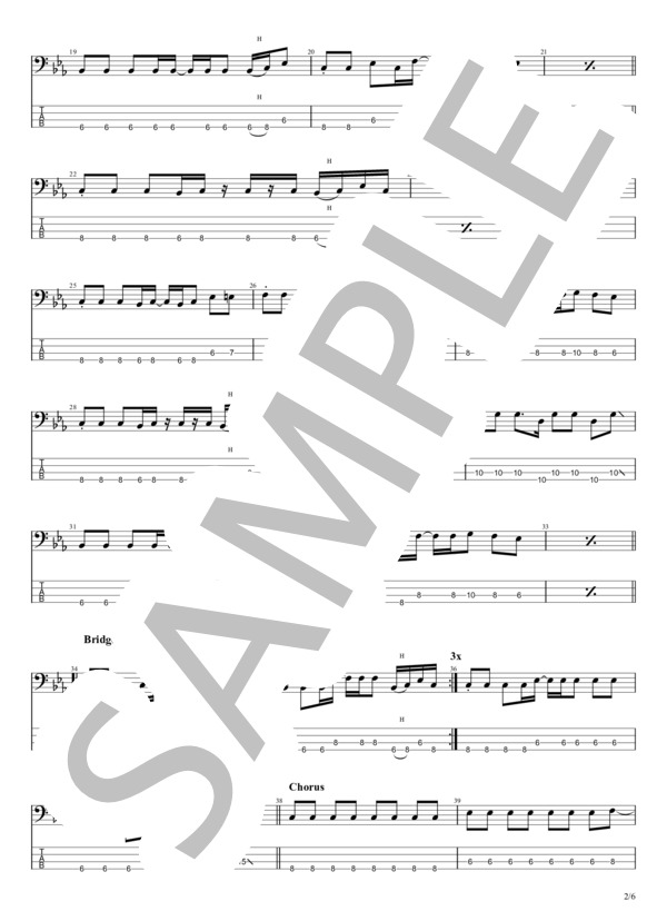 欲望を叫べ!!!! (OKAMOTO ’S) / エレキベース 初〜中級 - サンプル譜面 2/5