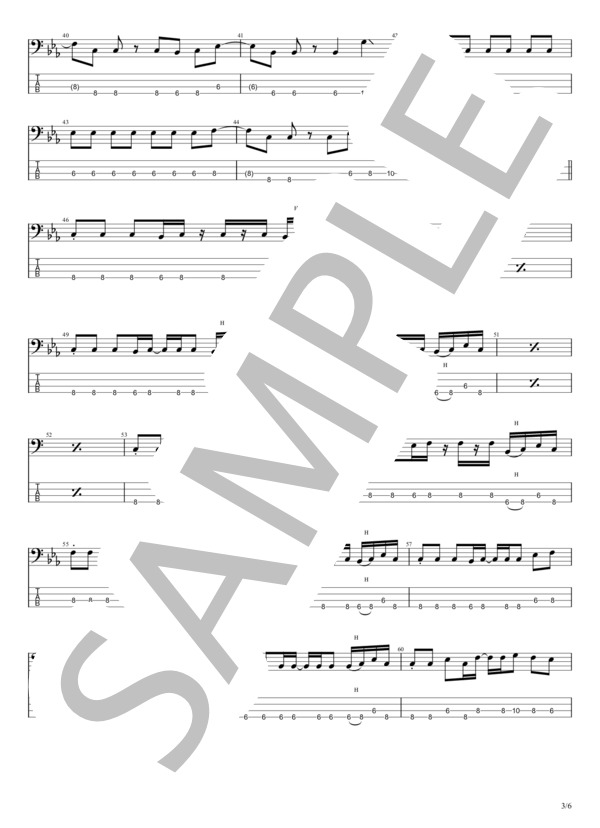 欲望を叫べ!!!! (OKAMOTO ’S) / エレキベース 初〜中級 - サンプル譜面 3/5