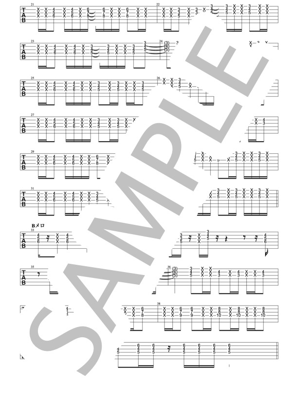 夜に駆けるエレキギタータブ譜(TABのみ） (YOASOBI) / 初〜中級 - サンプル譜面 2/5