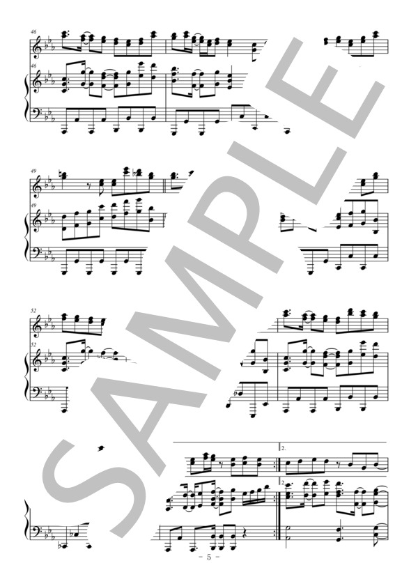 夜に駆ける（フルート＆ピアノ伴奏） (YOASOBI) / 上級 - サンプル譜面 5/5