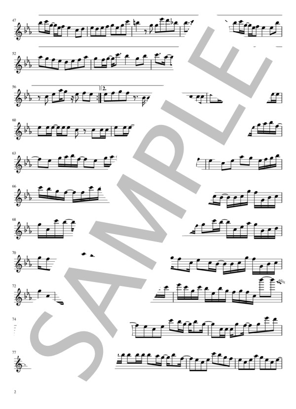 夜に駆ける（フルートソロ） (YOASOBI) / 中〜上級 - サンプル譜面 2/3