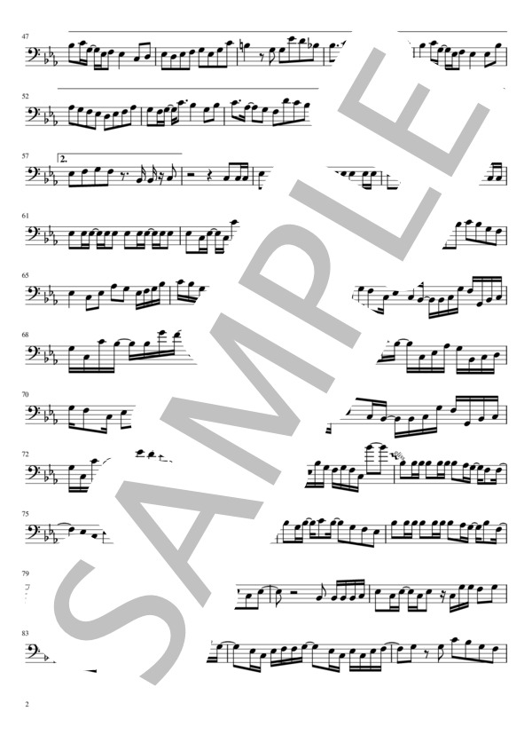 夜に駆ける（トロンボーン・ユーフォニアムソロ） (YOASOBI) / 中〜上級 - サンプル譜面 2/3