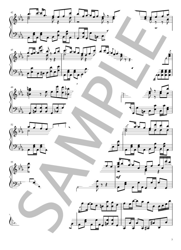 夜に駆ける (YOASOBI) / ピアノソロ 中〜上級 - サンプル譜面 3/5