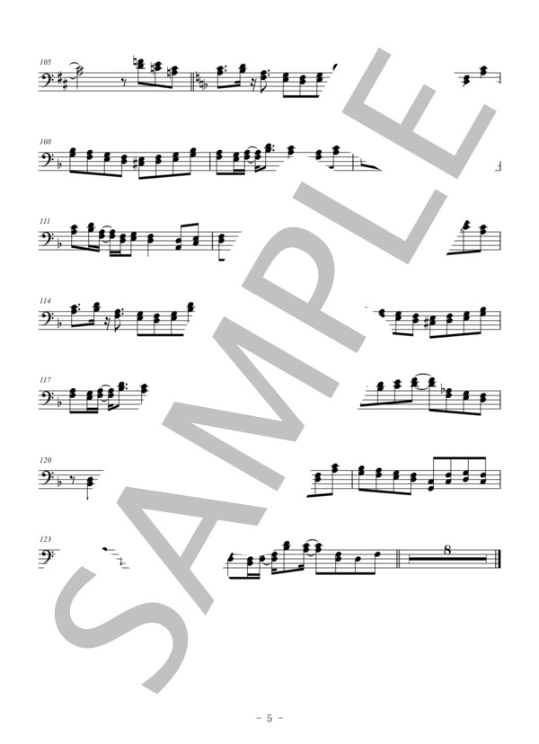 夜に駆ける（パート譜:トロンボーン） (YOASOBI) / 上級 - サンプル譜面 5/5