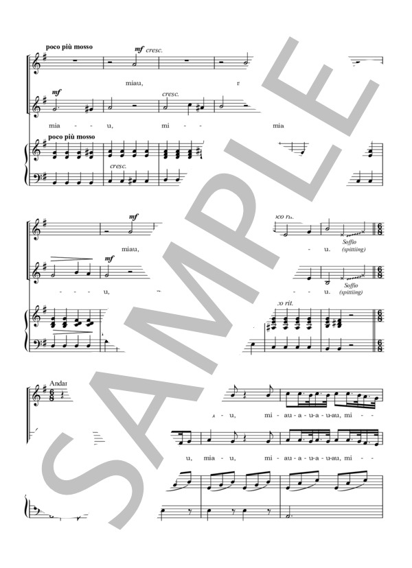 猫のデュエット Duetto BUFFO di due gatti (ロッシーニ)e minor ホ短調 ヴォーカル＆ピアノ楽譜 (ジョアキーノ・アントーニオ・ロッシーニ) / アンサンブルピアノ＋歌 中〜上級 - サンプル譜面 2/4