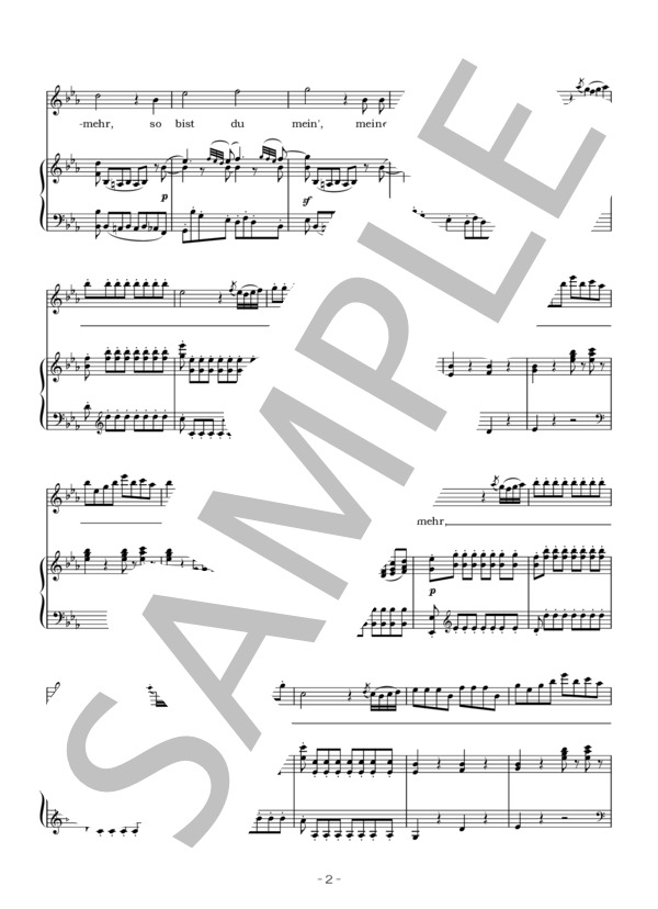 オペラ『魔笛』より夜の女王のアリア”復讐の炎は我が心に地獄のように燃え” Der Hölle Rache kocht in meinem Herzen c minor(ハ短調） (ヴォルフガング・アマデウス・モーツァルト) / アンサンブルピアノ＋歌 上級 - サンプル譜面 2/5